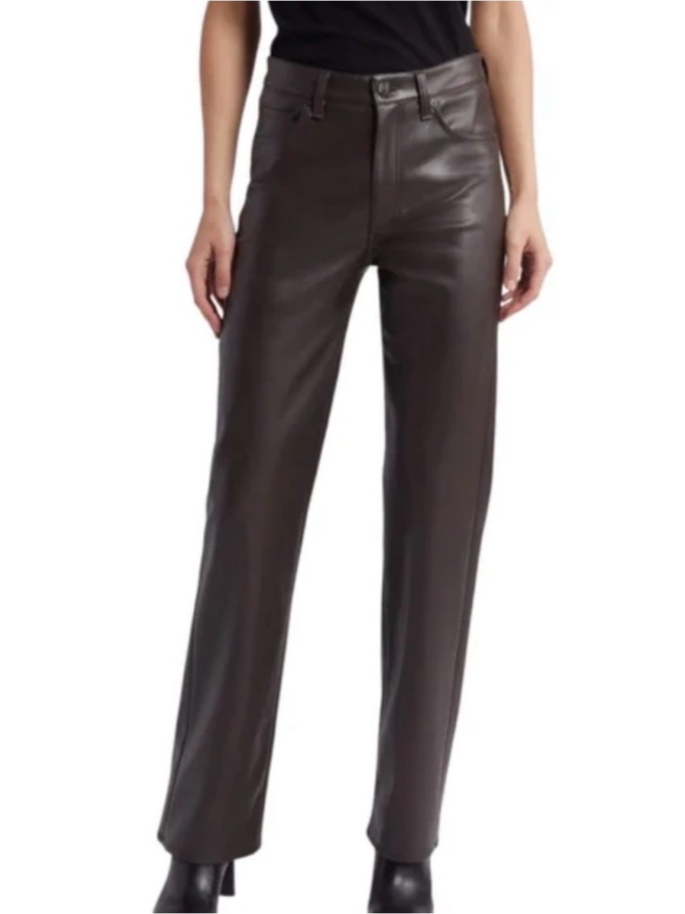 Rag & Bone Harlow Faux Leather Jeans Pants - Chocolate / Dark Brown - Size 23